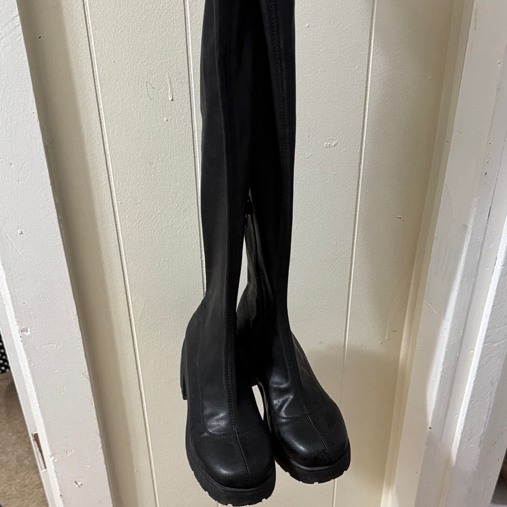 Black Over-the-Knee Women's Boots - Picture 2 of 4